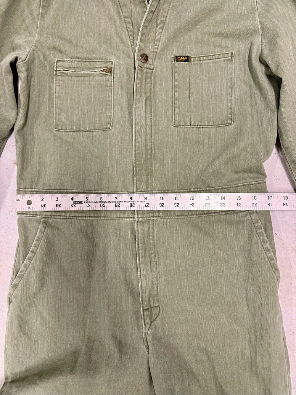 Lee Olive Green Union-Alls Utility Coveralls Jumpsuit Workwear Medium - Picture 3 of 9